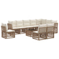 Conjunto de sofás de jardín 11 pcs Beige ratán sintético