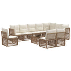 Conjunto de sofás de jardín 11 pcs Beige ratán sintético