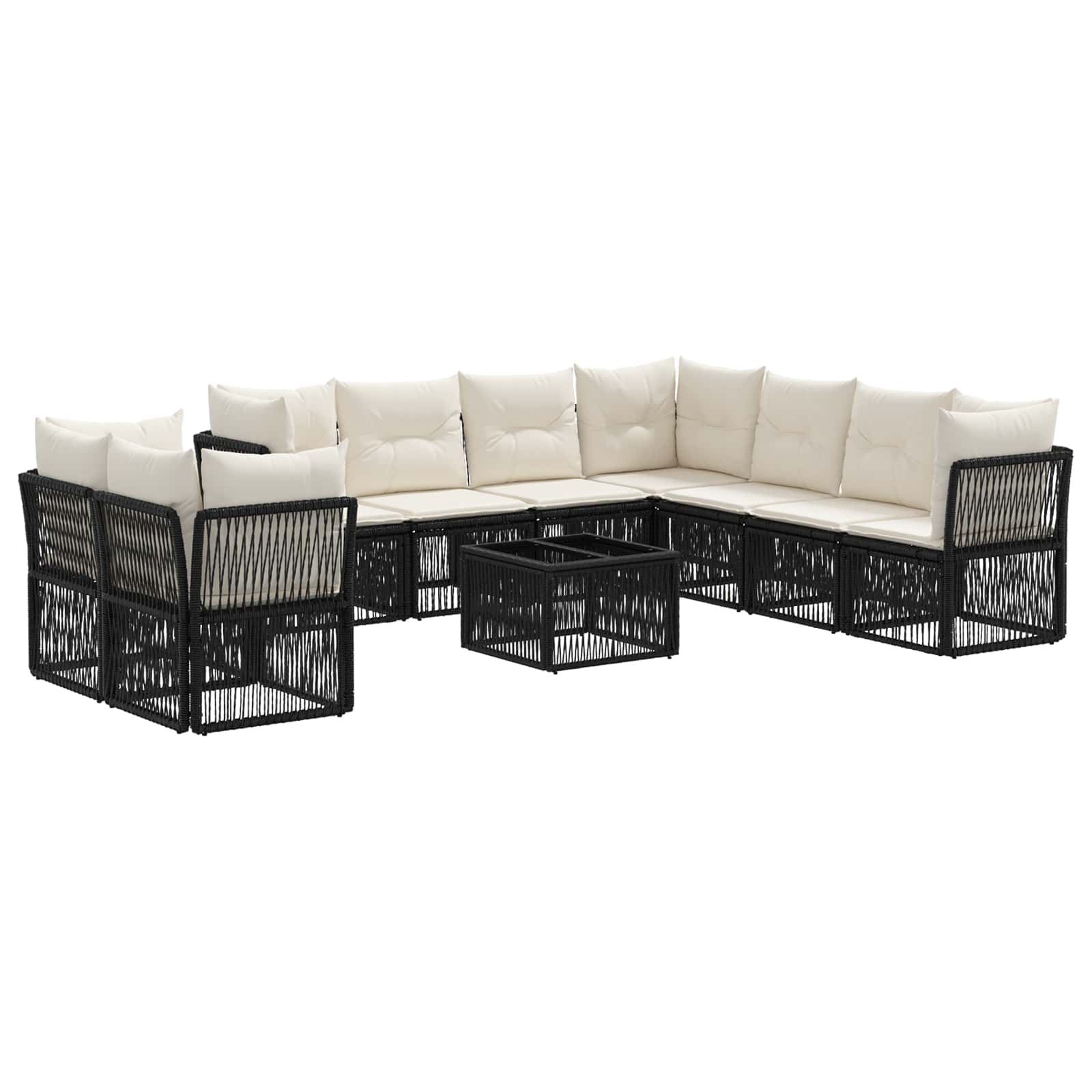 Conjunto de Sofás de Jardim 10 peças Bege vime sintético