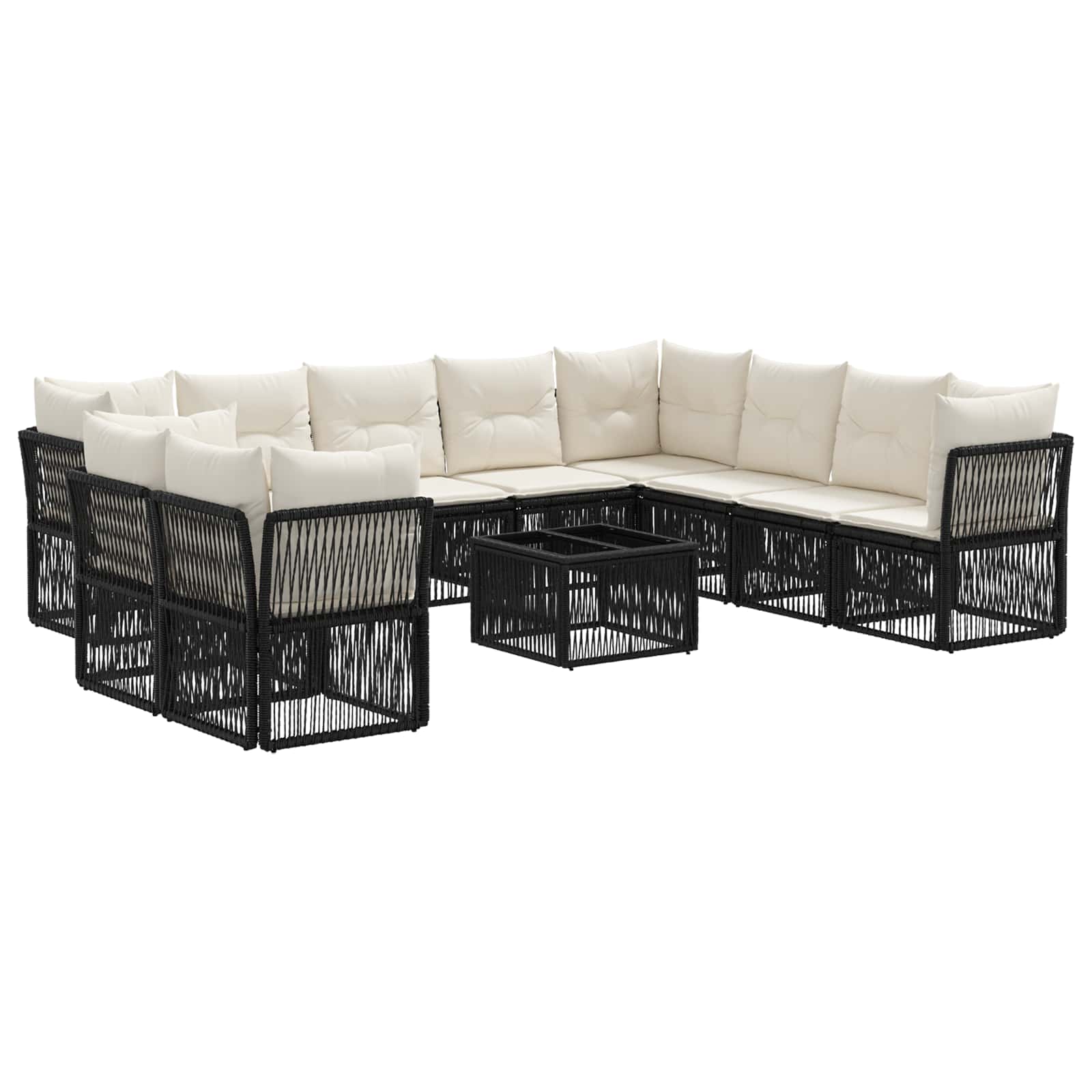 Conjunto de sofás de jardim 11 pcs Bege vime sintético