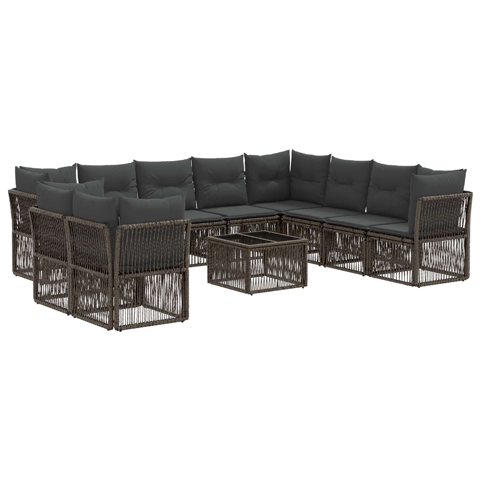 Conjunto de sofás de jardim 11 pcs Bege vime sintético