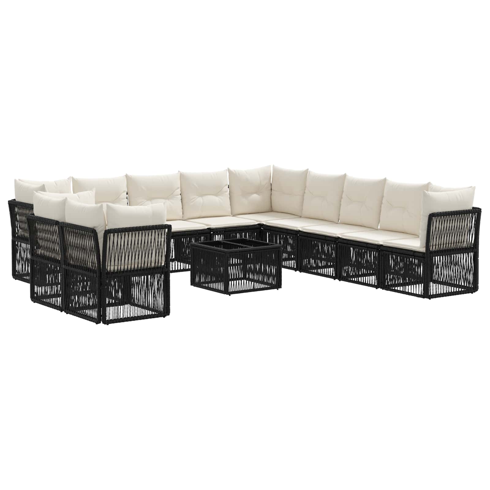 Conjunto de sofás de jardín 12 pcs Negro ratán sintético