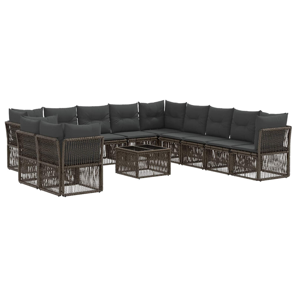 Conjunto de sofás de jardín 12 pcs Gris ratán sintético