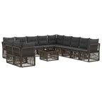 Conjunto de sofás de jardín 12 pcs Gris ratán sintético