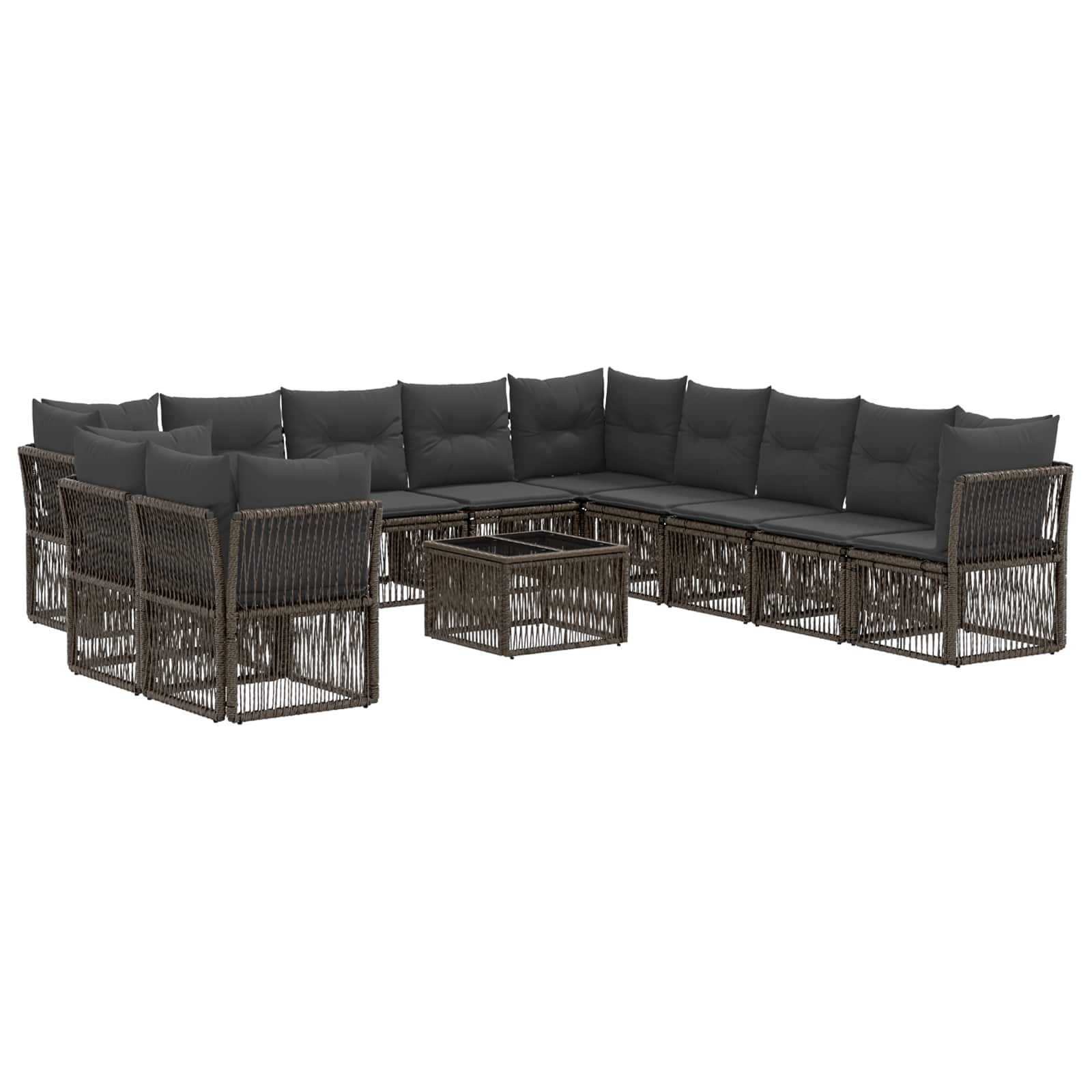 Conjunto de sofás de jardín 12 pcs Gris ratán sintético