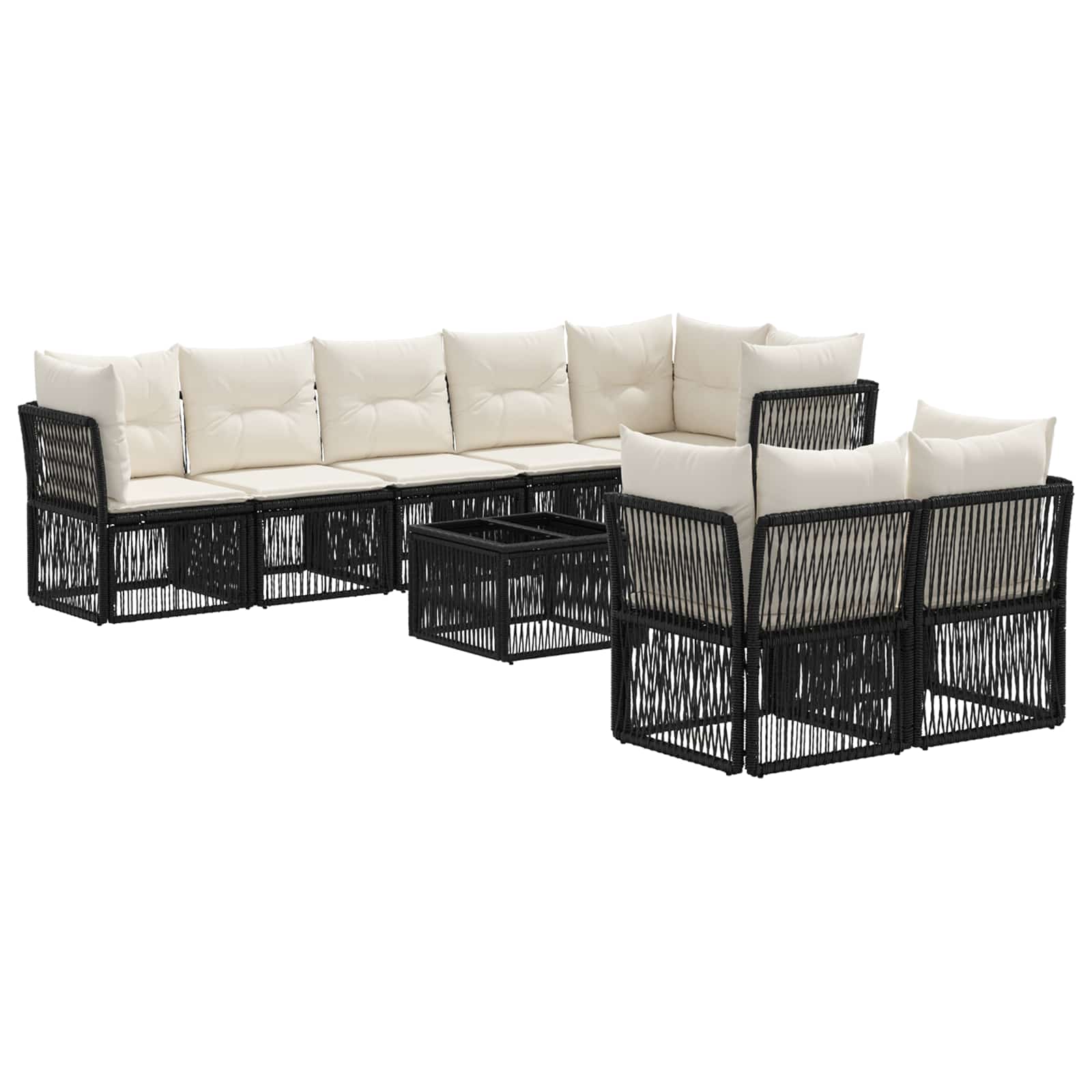 Conjunto de sofás de jardín 9 pcs Beige ratán sintético