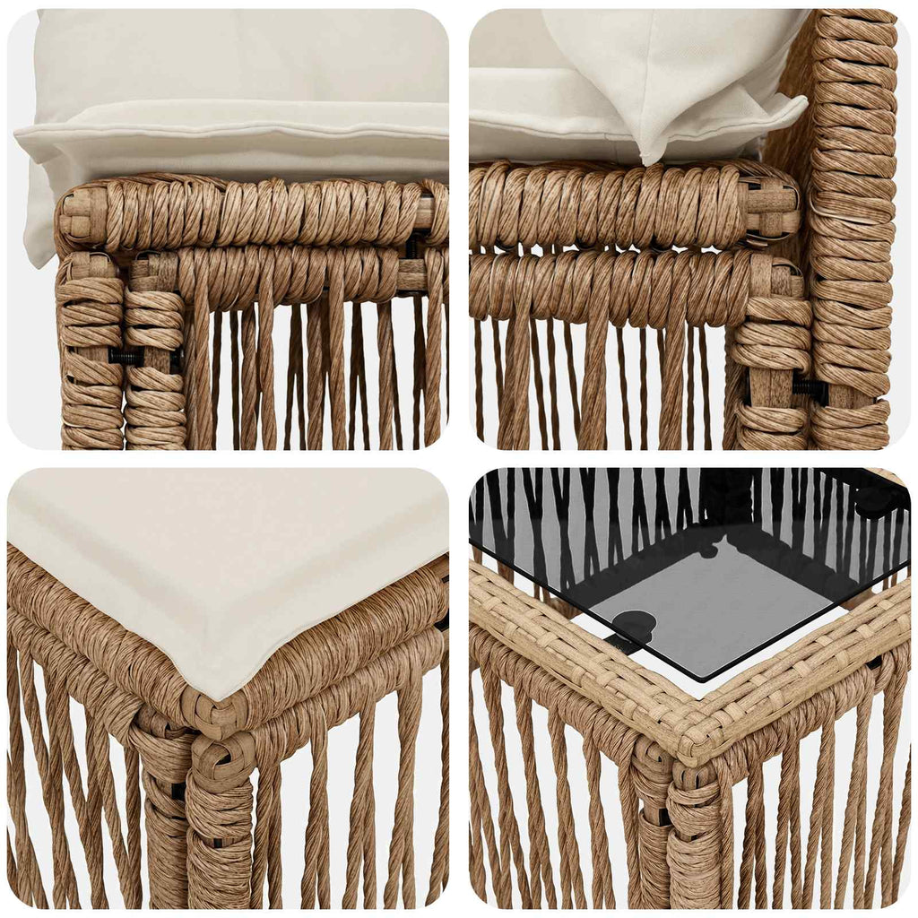 Conjunto de sofás de jardín 9 pcs Beige ratán sintético