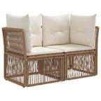 Conjunto de sofás de jardín 9 pcs Beige ratán sintético