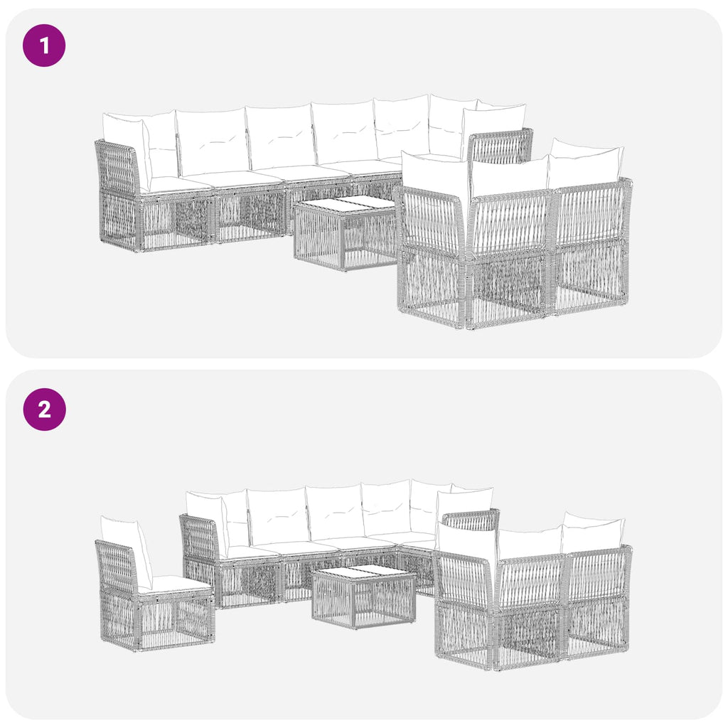 Conjunto de sofás de jardín 9 pcs Beige ratán sintético