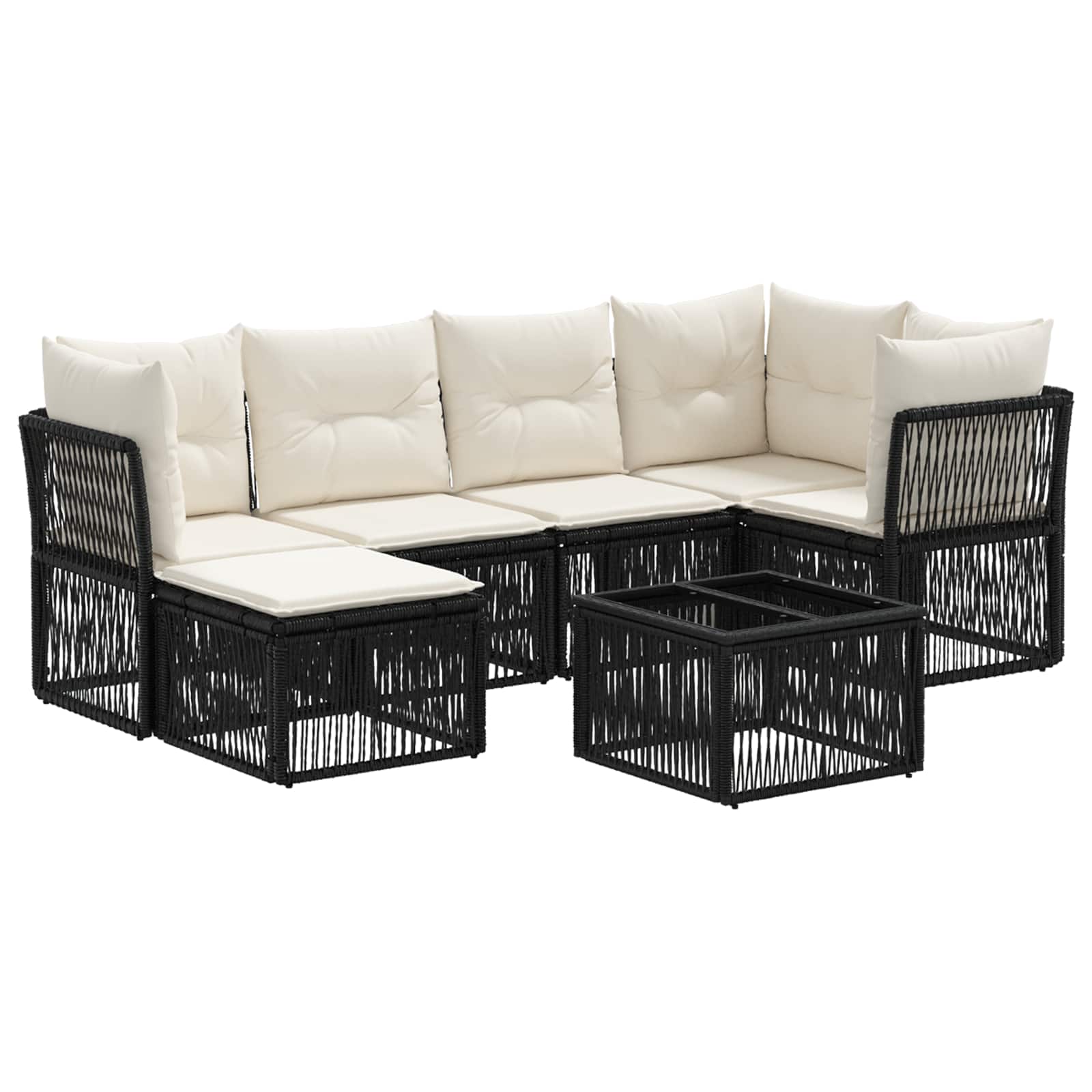 Conjunto de sofás de jardín 7 pcs Beige ratán sintético