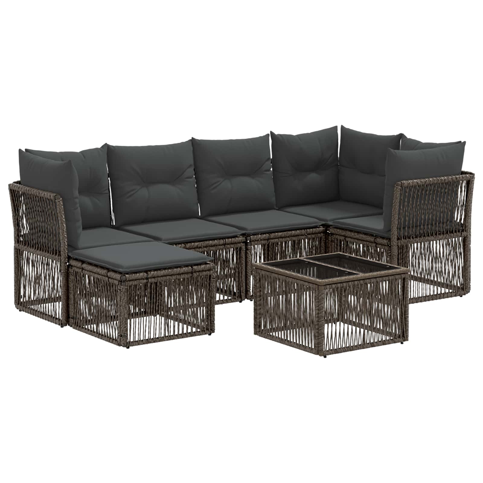 Conjunto de sofás de jardín 7 pcs Beige ratán sintético