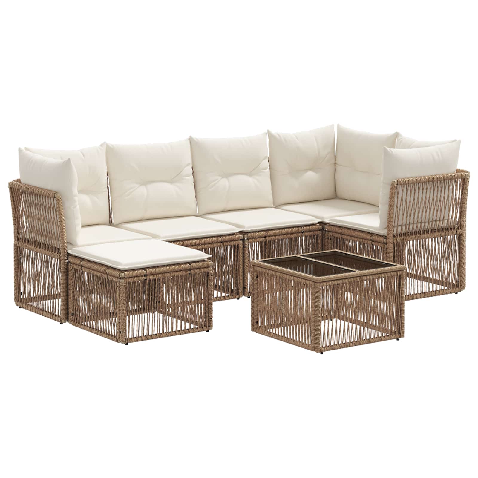 Conjunto de sofás de jardín 7 pcs Beige ratán sintético