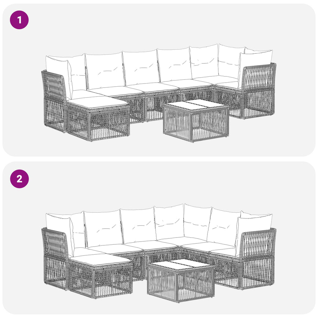 Conjunto de sofás de jardín 8 pcs Beige ratán sintético