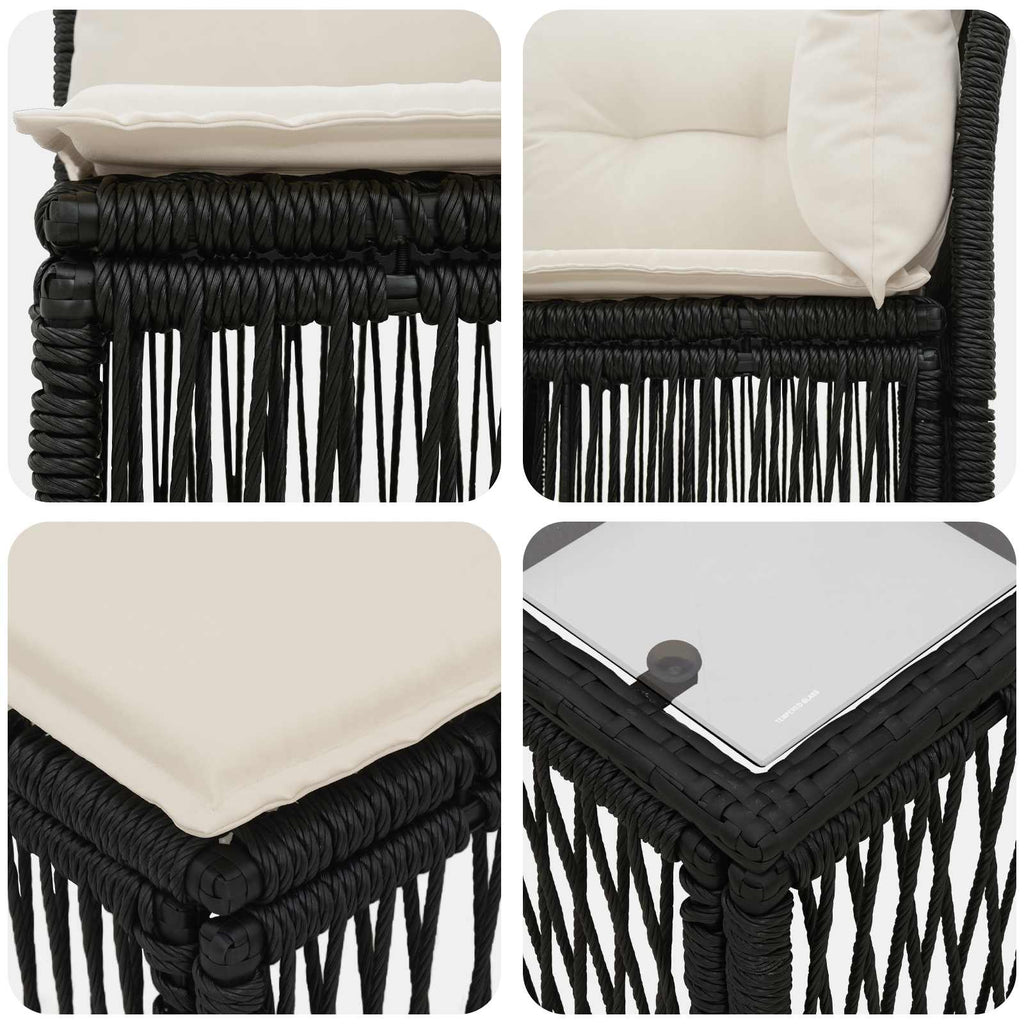 Conjunto de sofás de jardín 8 pcs Negro ratán sintético