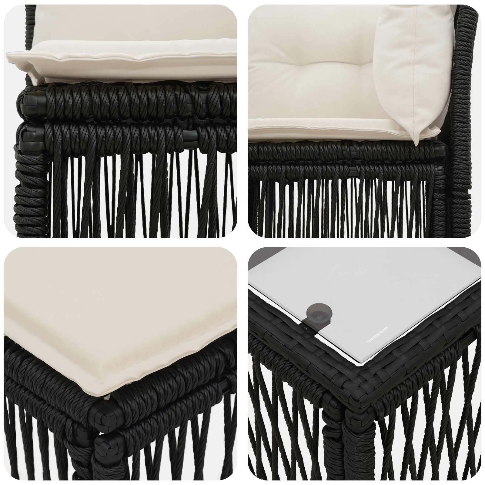 Conjunto de sofás de jardín 8 pcs Negro ratán sintético