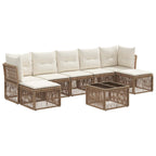 Conjunto de sofás de jardín 8 pcs Beige ratán sintético