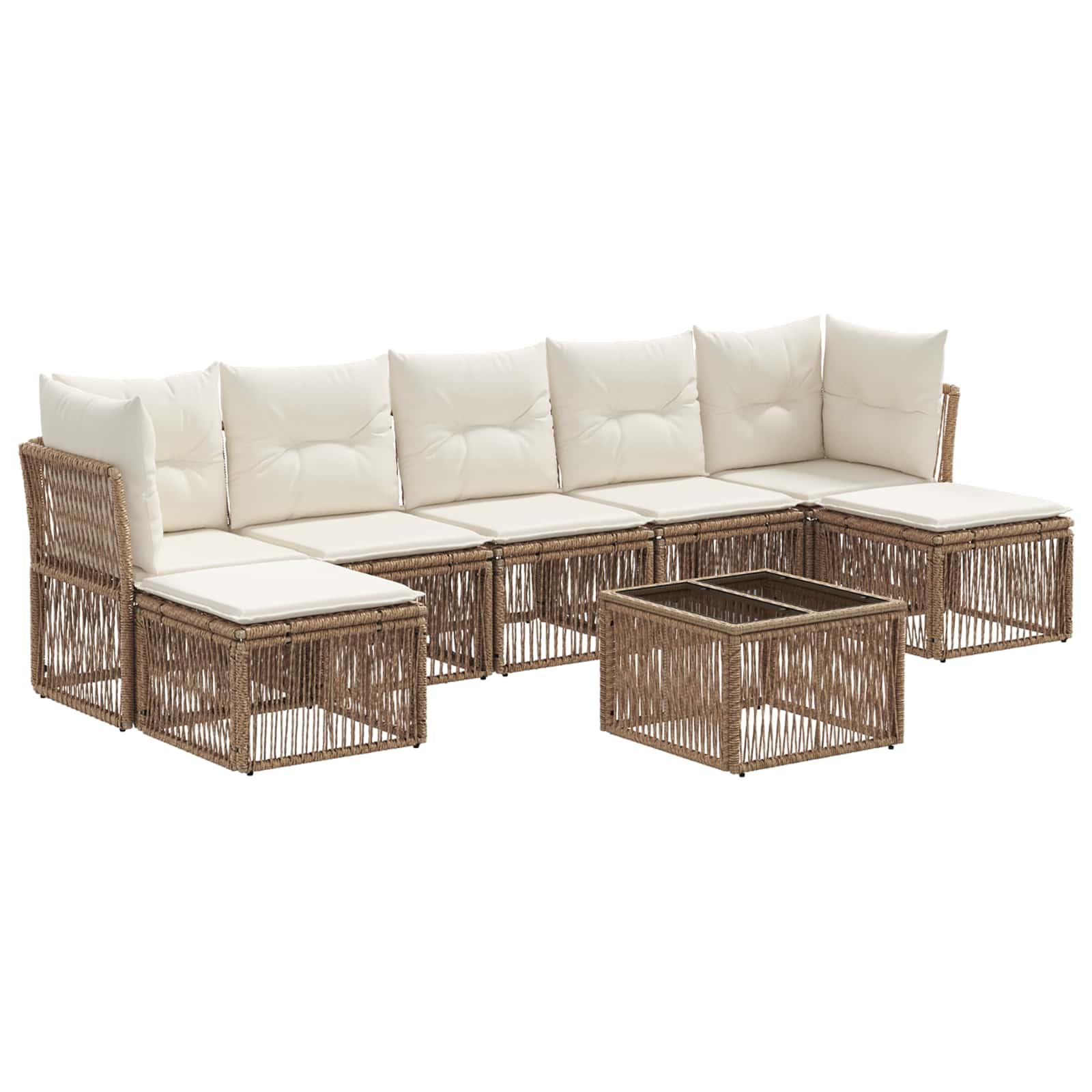 Conjunto de sofás de jardín 8 pcs Beige ratán sintético