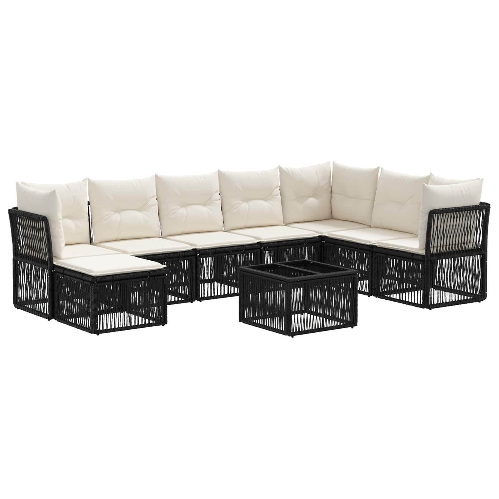 Conjunto de sofás de jardín 9 pcs Beige ratán sintético
