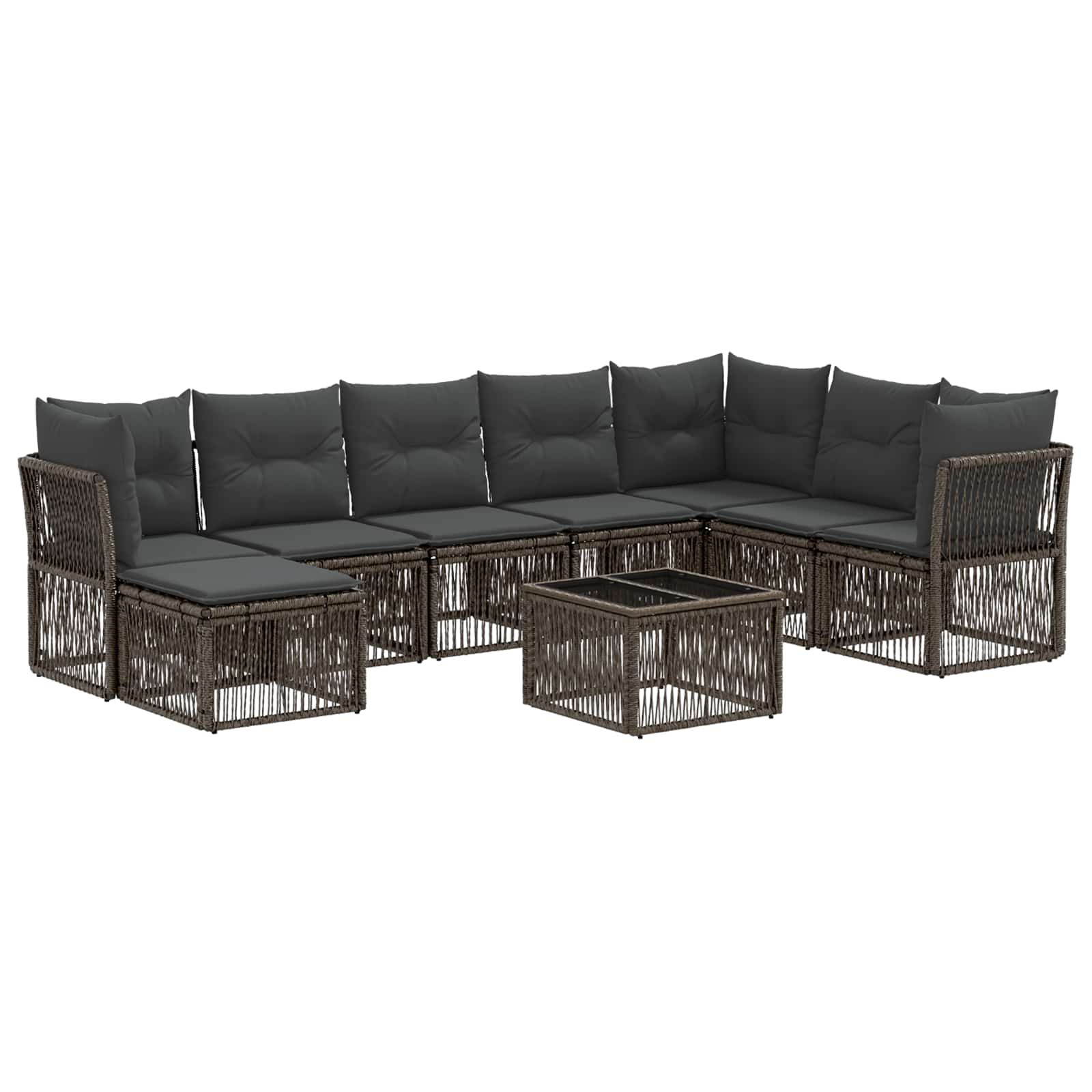 Conjunto de sofás de jardín 9 pcs Beige ratán sintético
