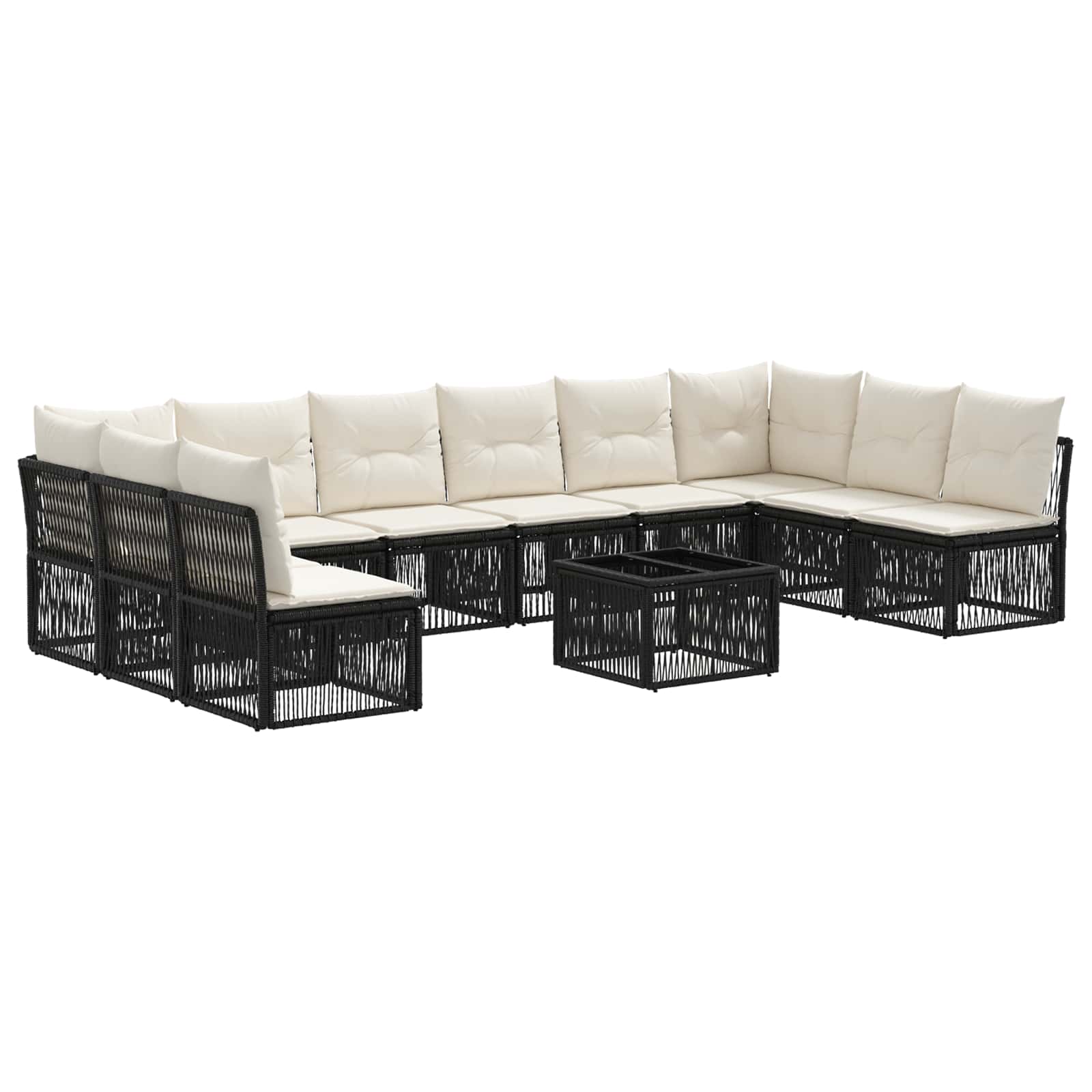 Conjunto de sofás de jardín 11 pcs Beige ratán sintético