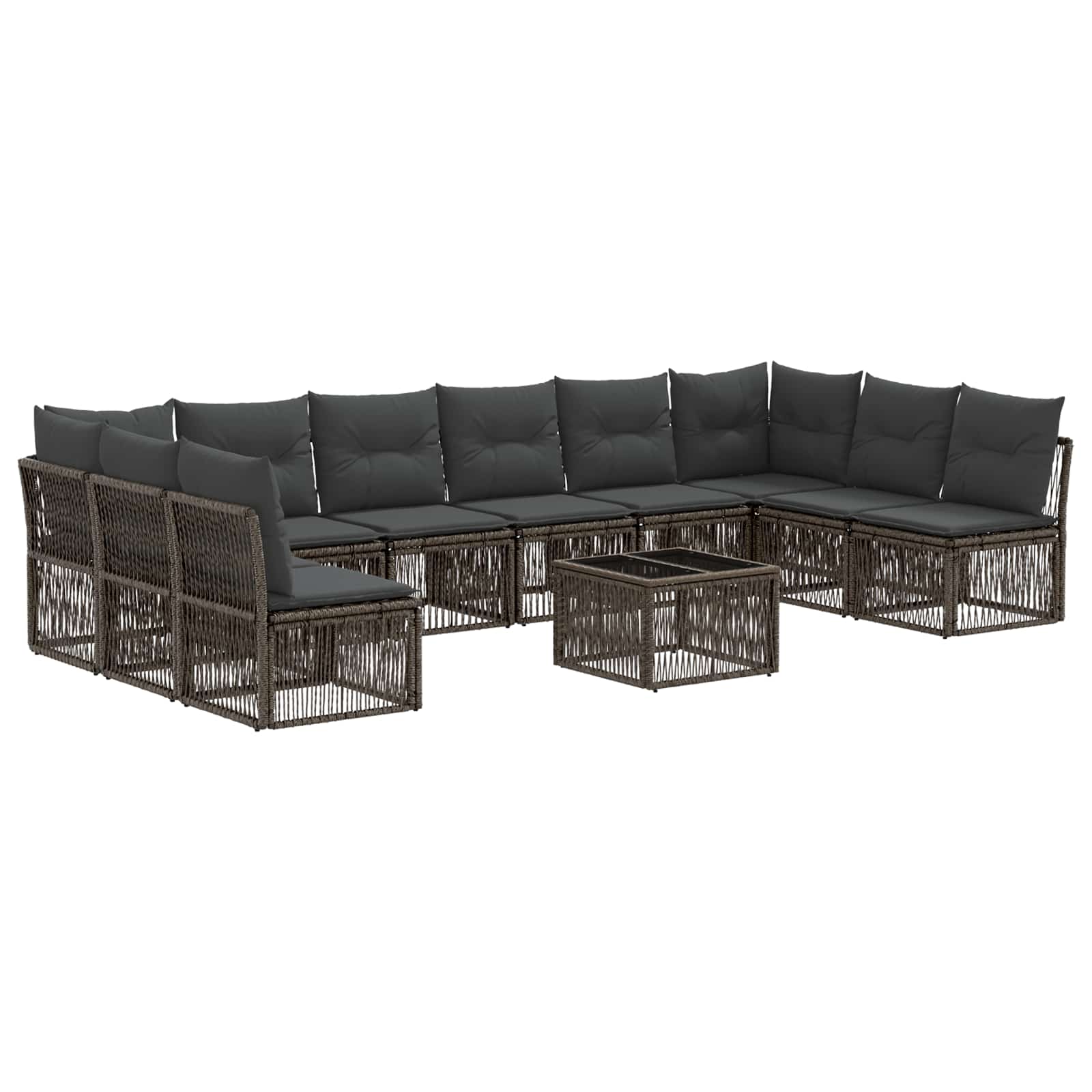 Conjunto de sofás de jardín 11 pcs Beige ratán sintético