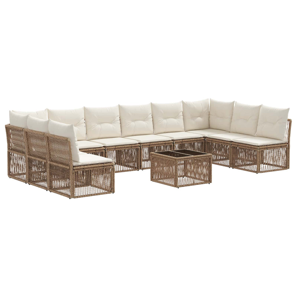 Conjunto de sofás de jardín 11 pcs Beige ratán sintético