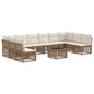 Conjunto de sofás de jardim 11 pcs Bege vime sintético