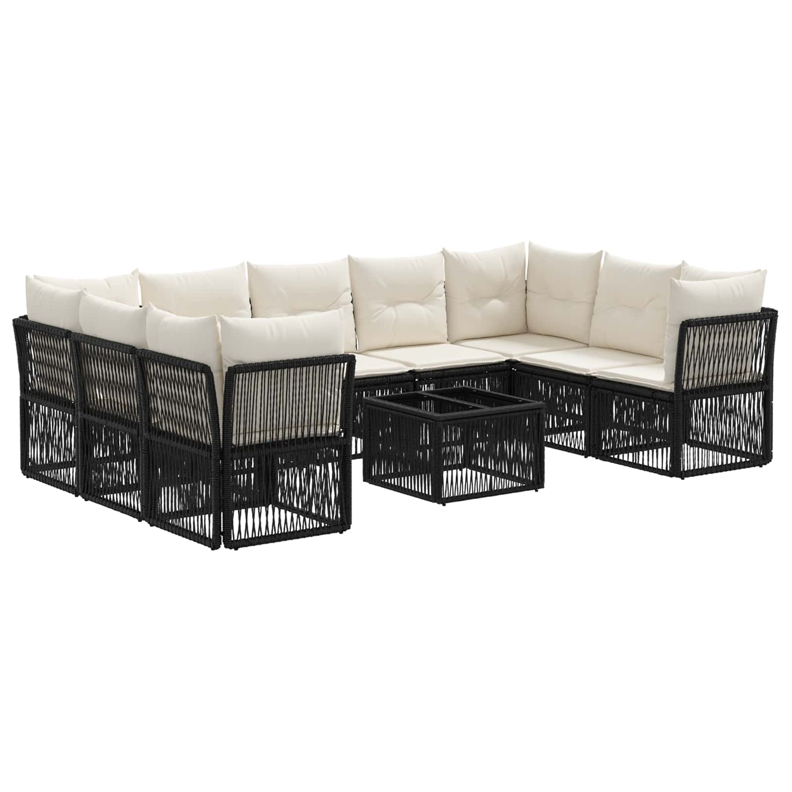 Conjunto de Sofás de Jardim 10 peças Bege vime sintético