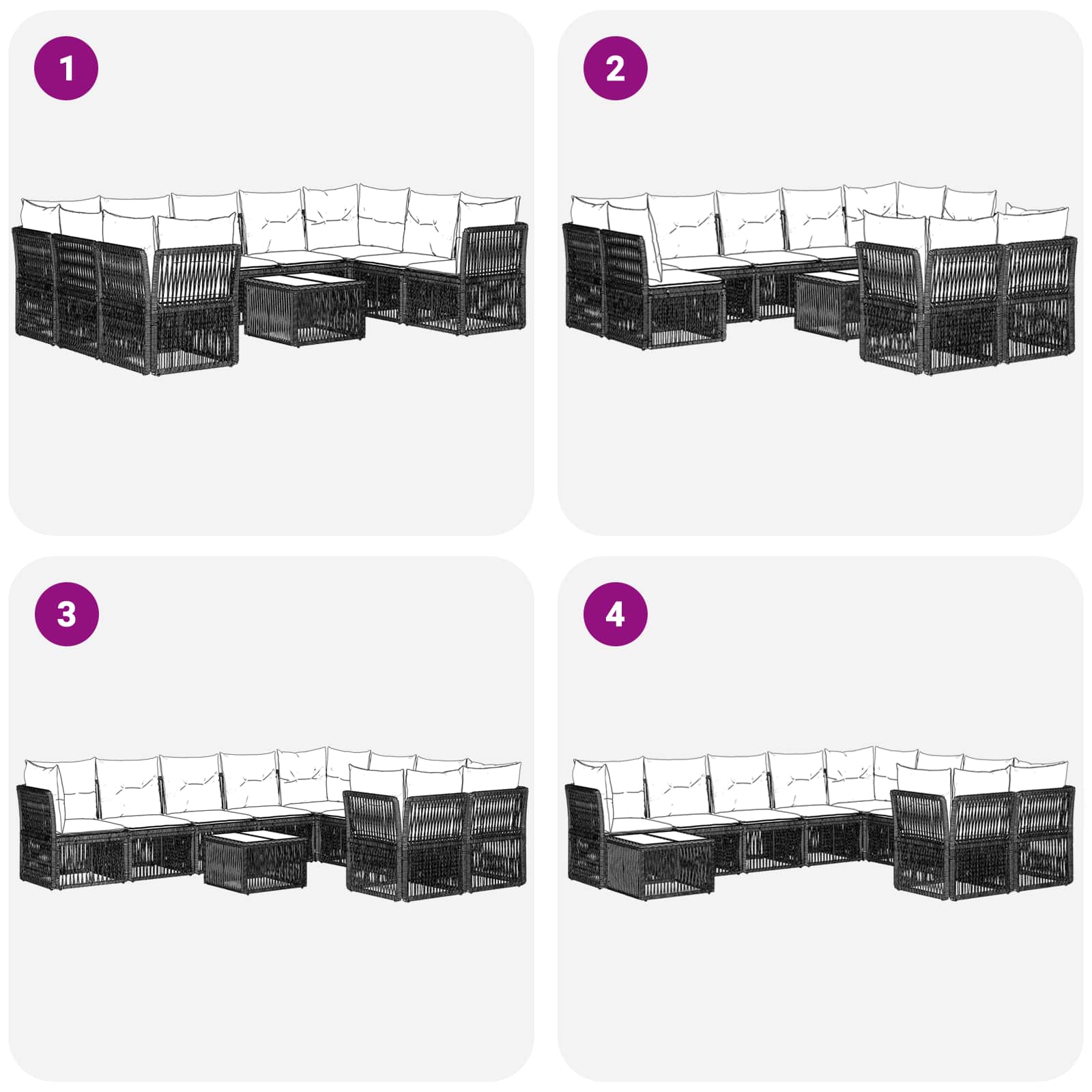 Conjunto de sofás de jardín 10 pcs Beige ratán sintético