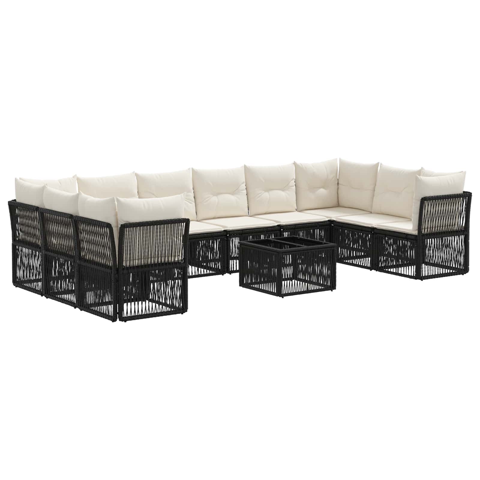 Conjunto de sofás de jardín 11 pcs Beige ratán sintético