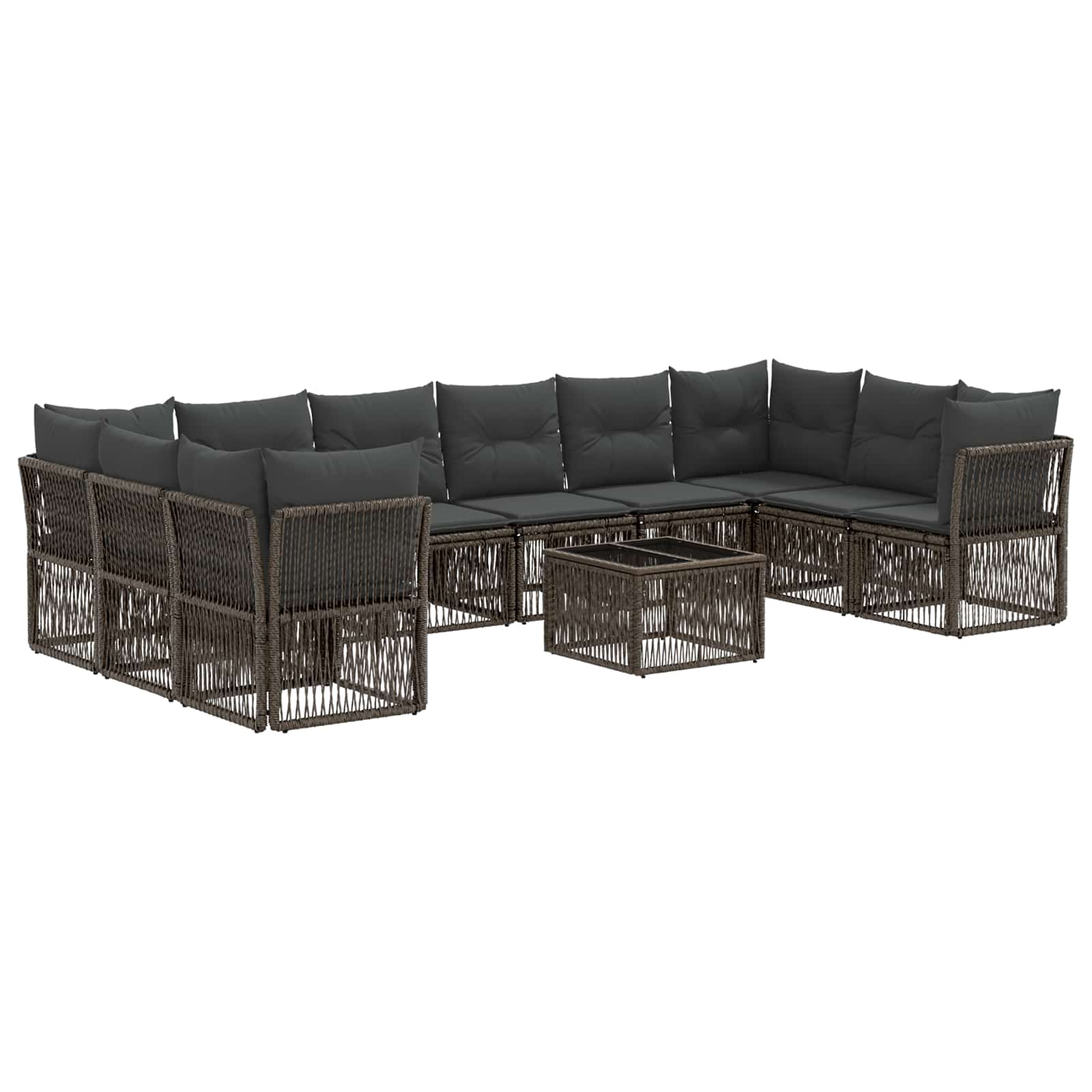 Conjunto de sofás de jardín 11 pcs Beige ratán sintético