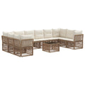 Conjunto de sofás de jardín 11 pcs Beige ratán sintético