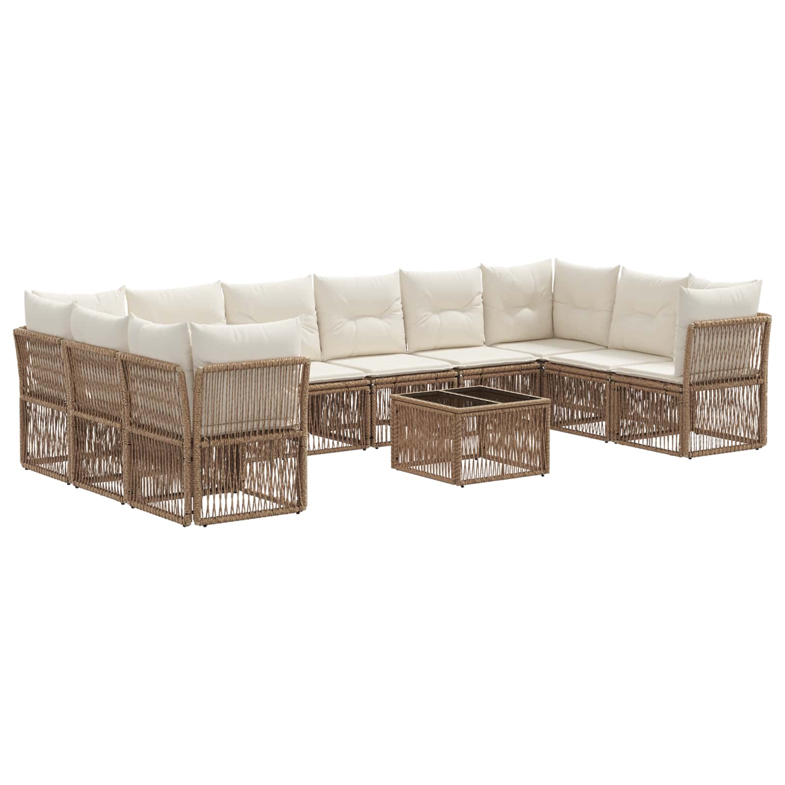 Conjunto de sofás de jardín 11 pcs Beige ratán sintético