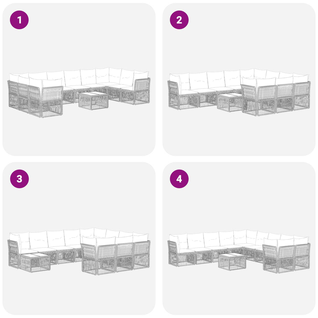 Conjunto de sofás de jardín 11 pcs Beige ratán sintético