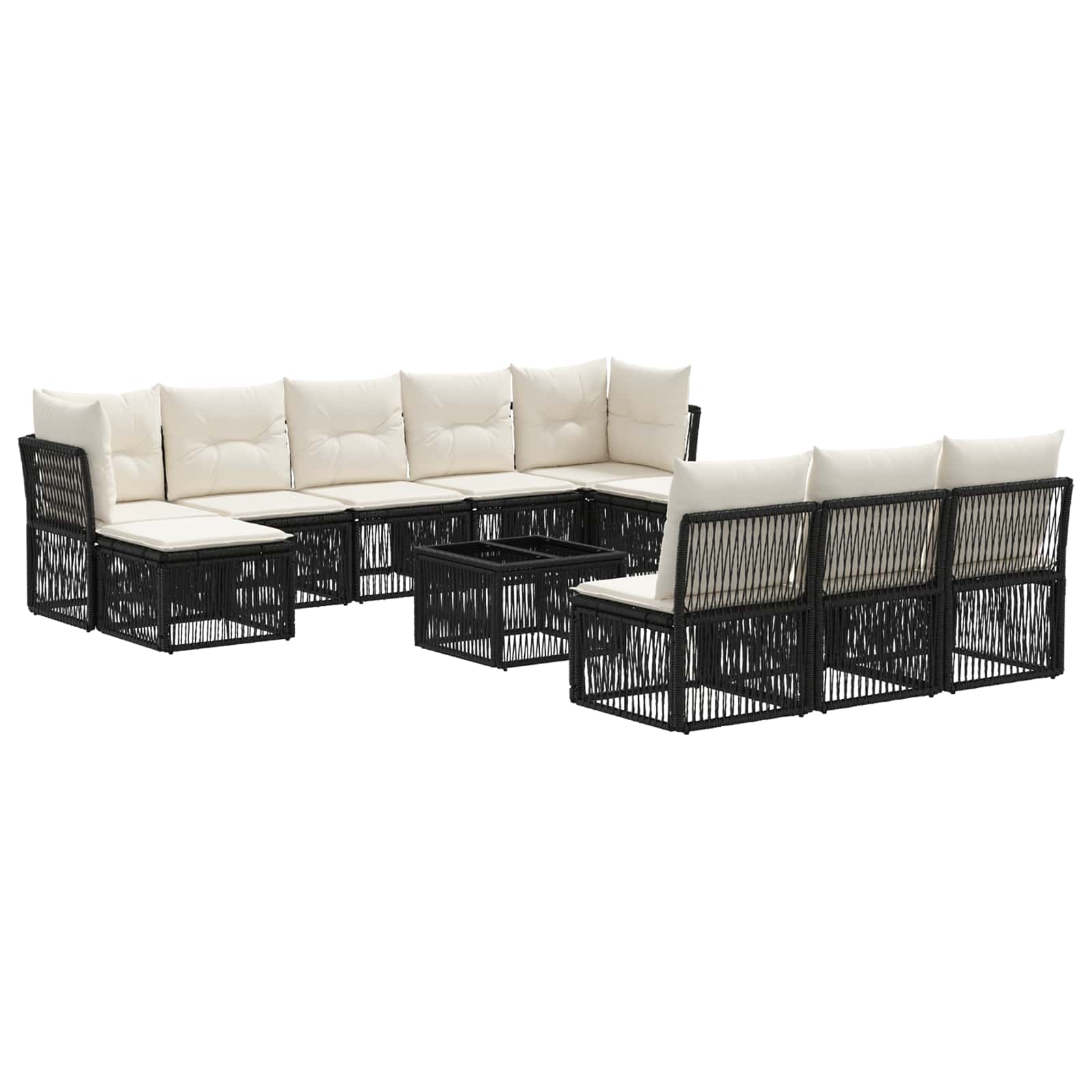 Conjunto de sofás de jardín 11 pcs Beige ratán sintético