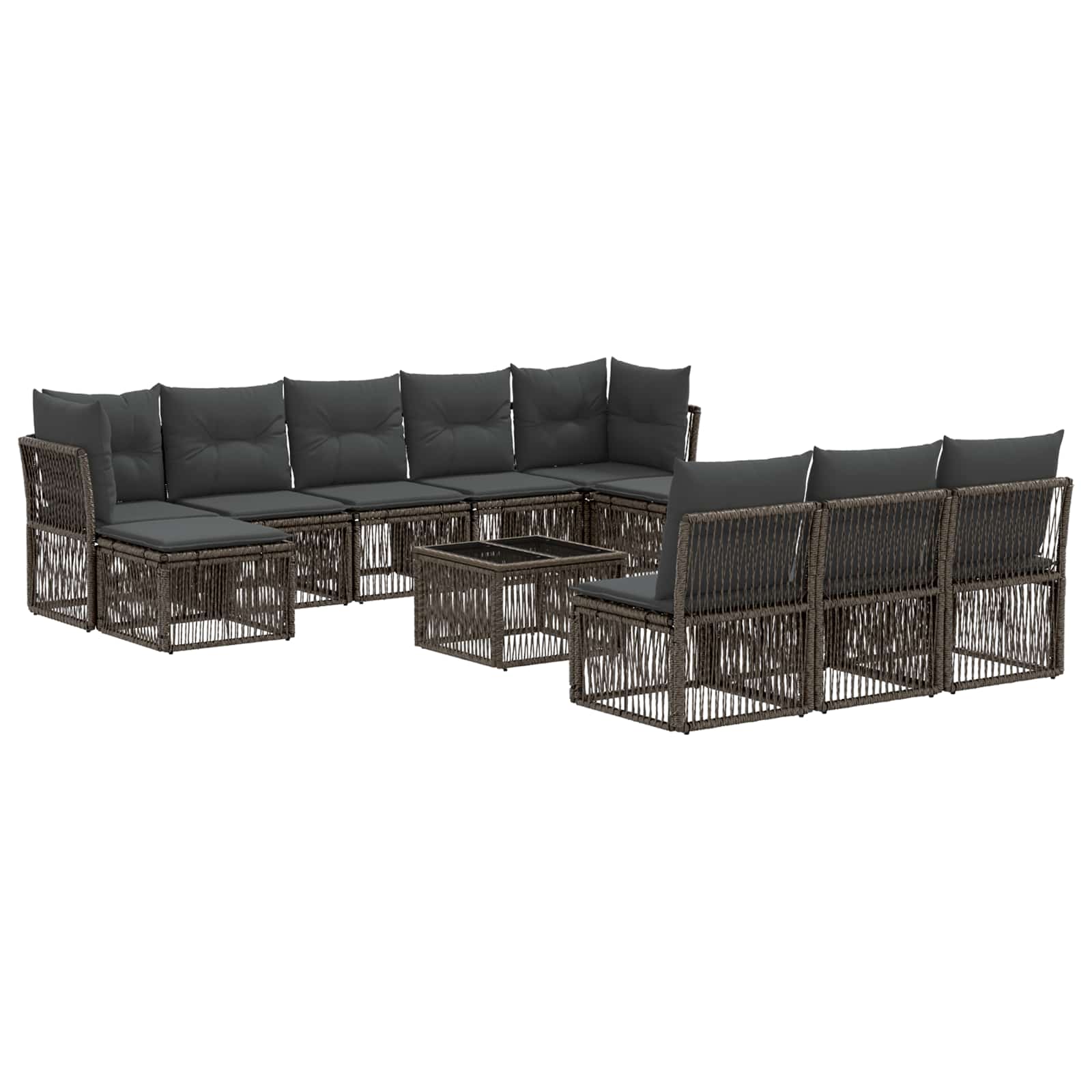 Conjunto de sofás de jardín 11 pcs Beige ratán sintético
