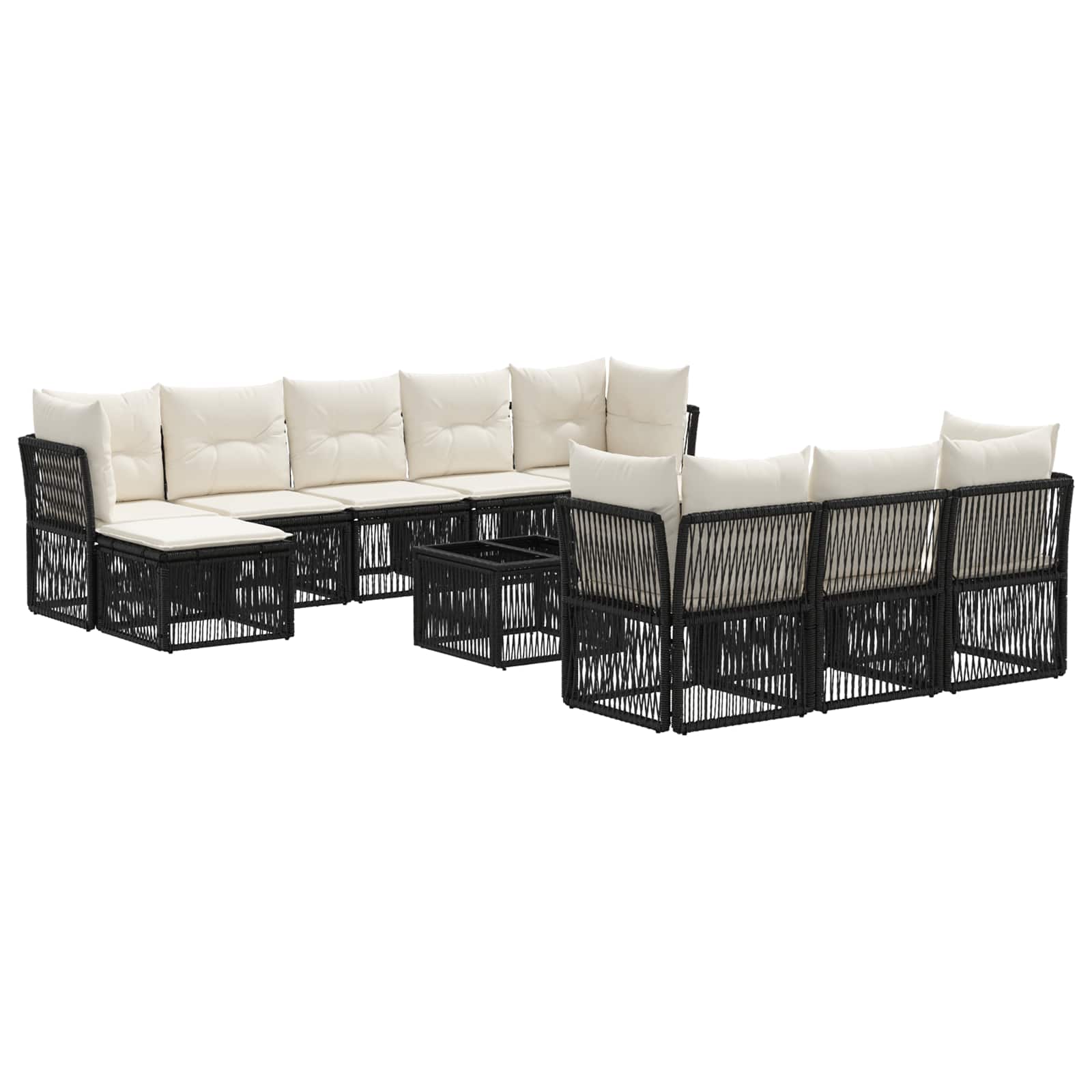 Conjunto de sofás de jardín 11 pcs Beige ratán sintético