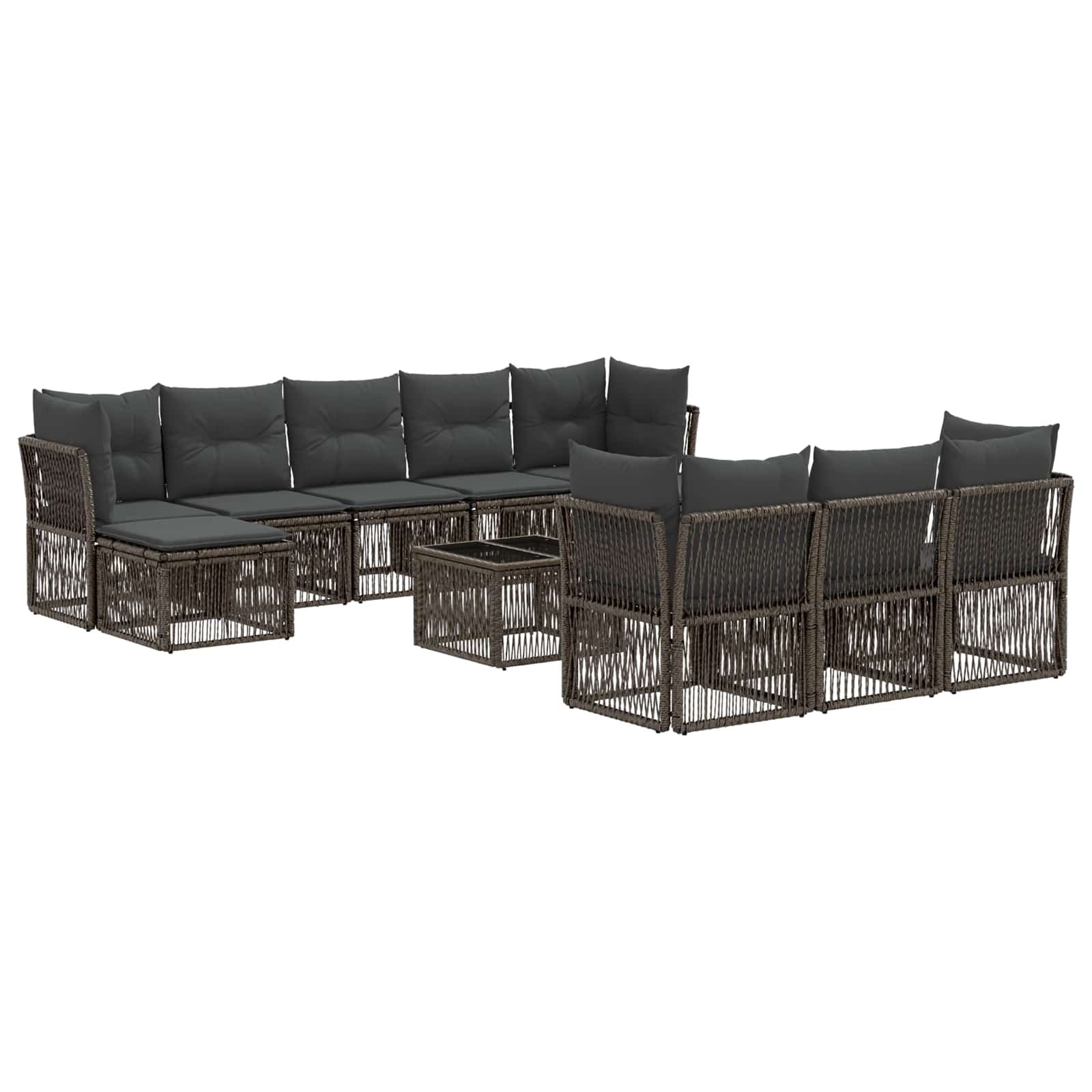 Conjunto de sofás de jardín 11 pcs Beige ratán sintético