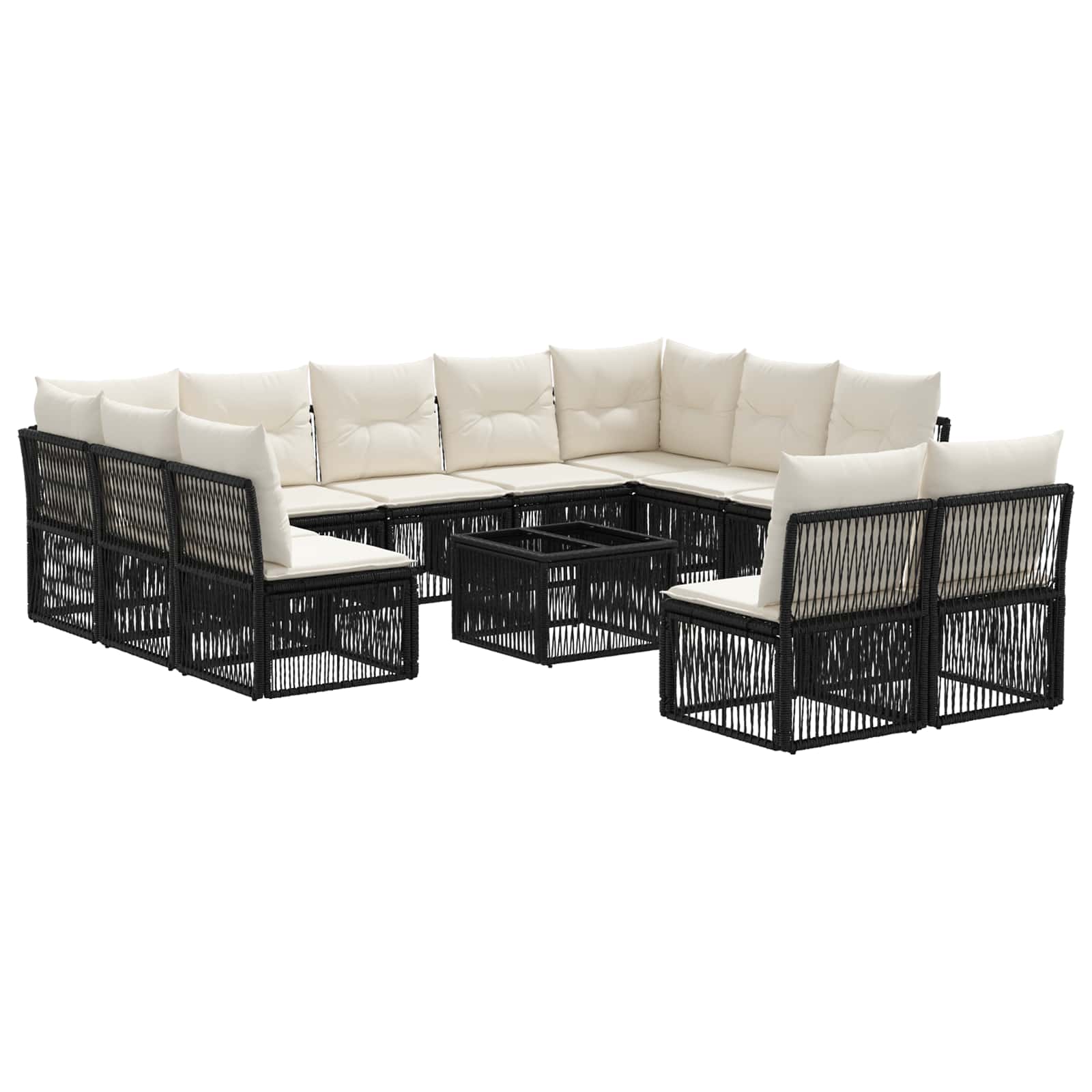 Conjunto de sofás de jardim 12 pcs Rattan sintético bege