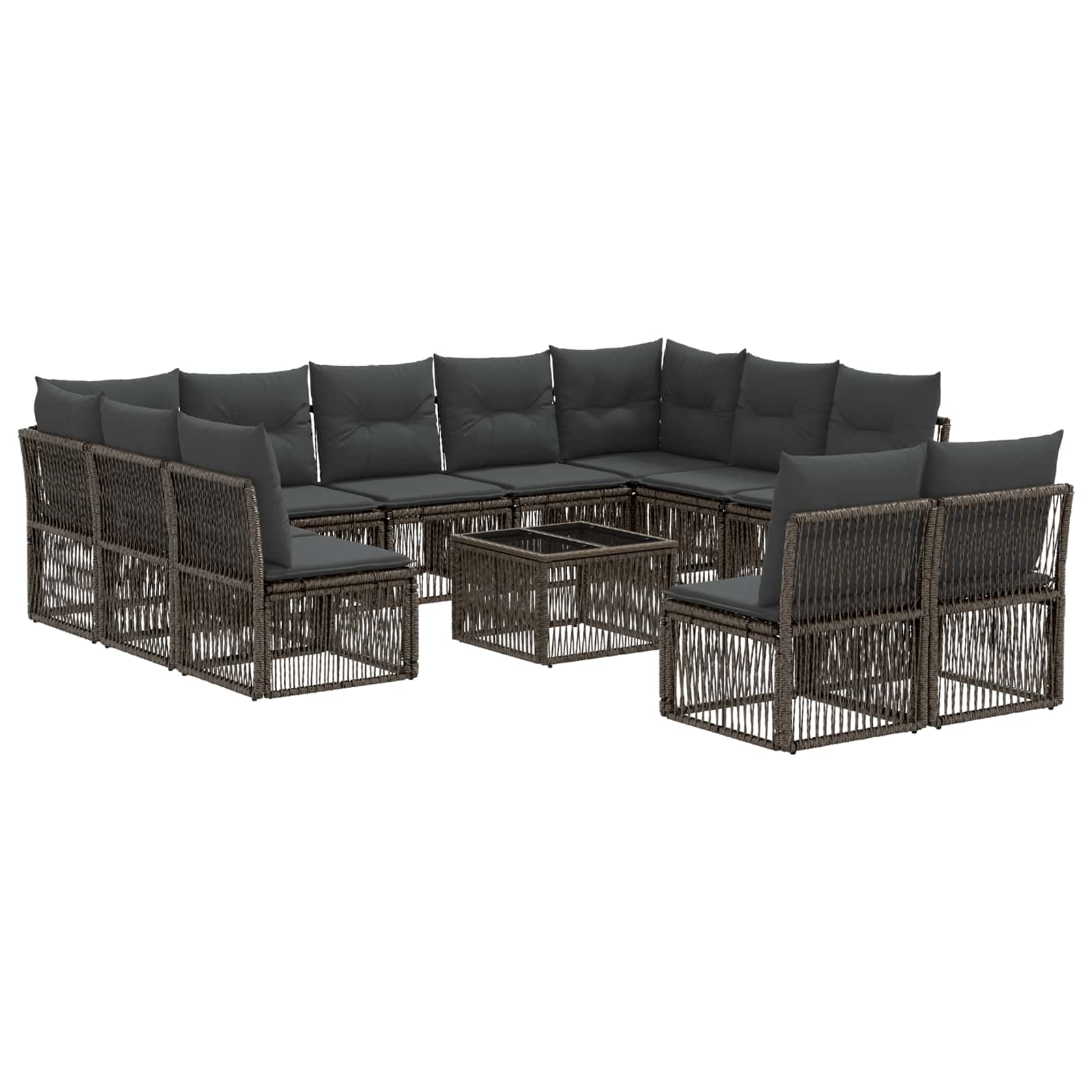 Conjunto de sofás de jardim 12 pcs Rattan sintético bege