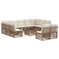 Conjunto de sofás de jardim 12 pcs Rattan sintético bege