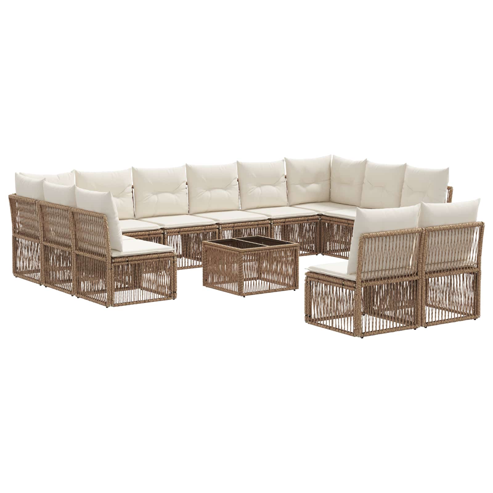 13-piece garden sofa set Beige synthetic rattan