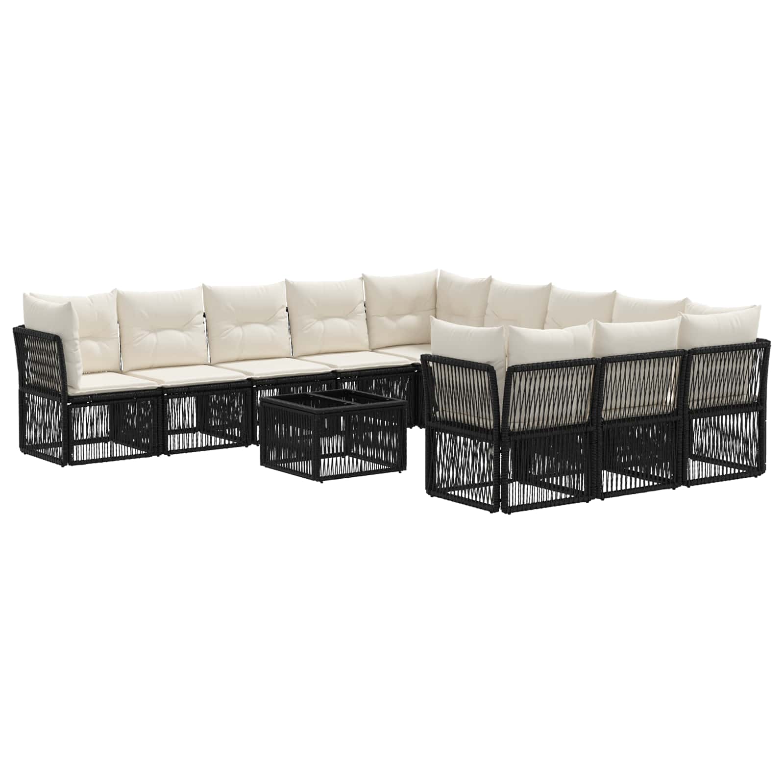 Conjunto de sofás de jardín 12 pcs Beige ratán sintético