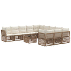Conjunto de sofás de jardín 12 pcs Beige ratán sintético