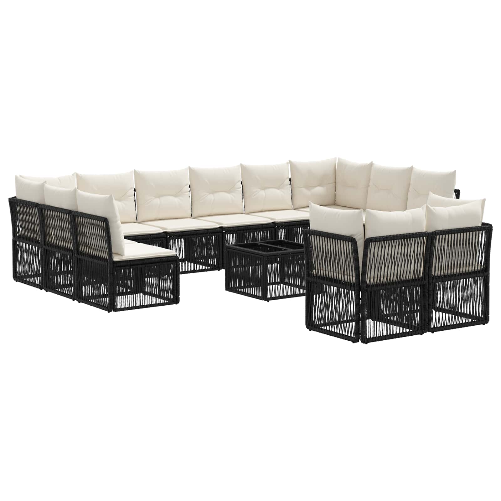 Conjunto de sofás de jardín 13 pcs Beige ratán sintético