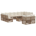 Conjunto de sofás de jardín 13 pcs Beige ratán sintético