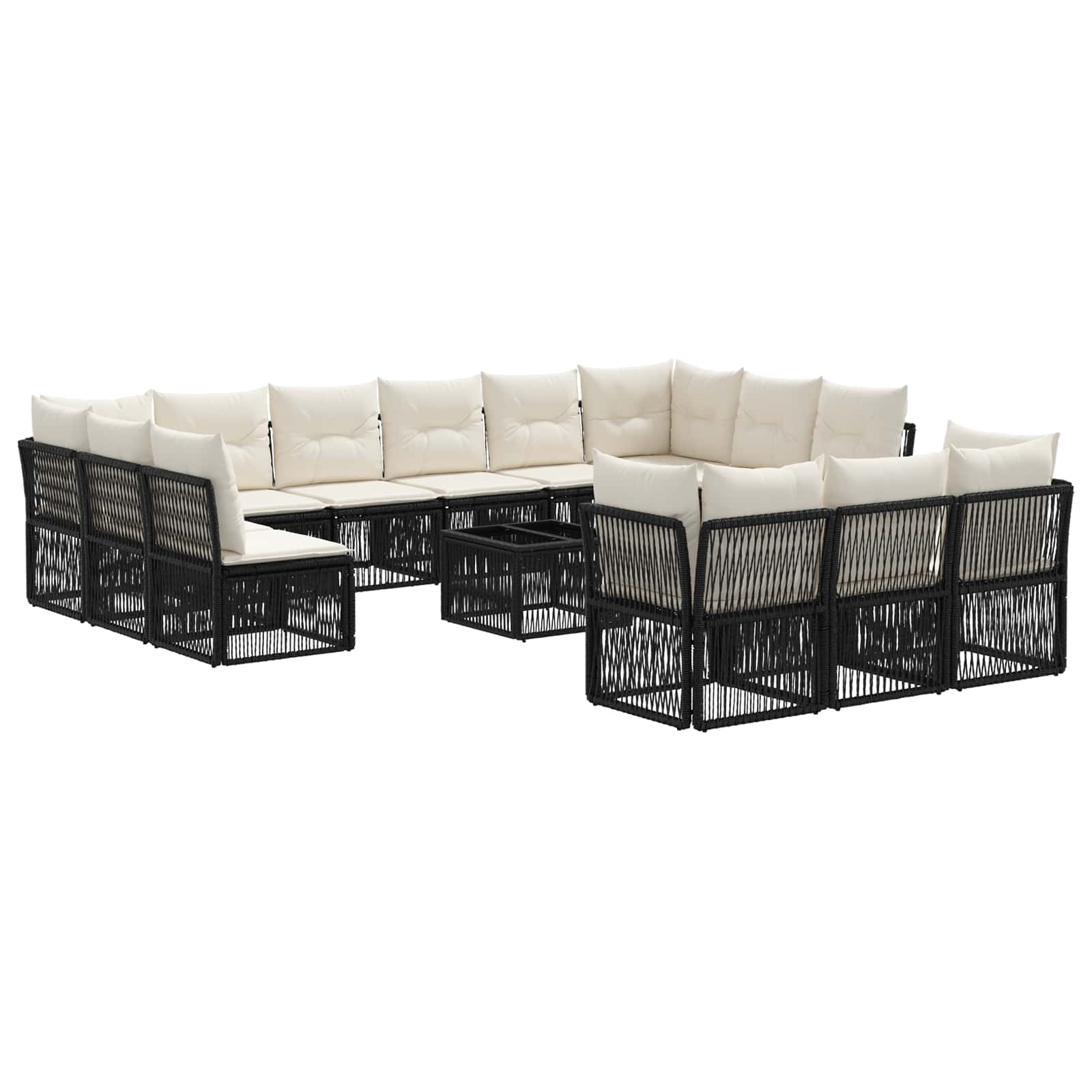 Conjunto de sofás de jardín 14 pcs Beige ratán sintético