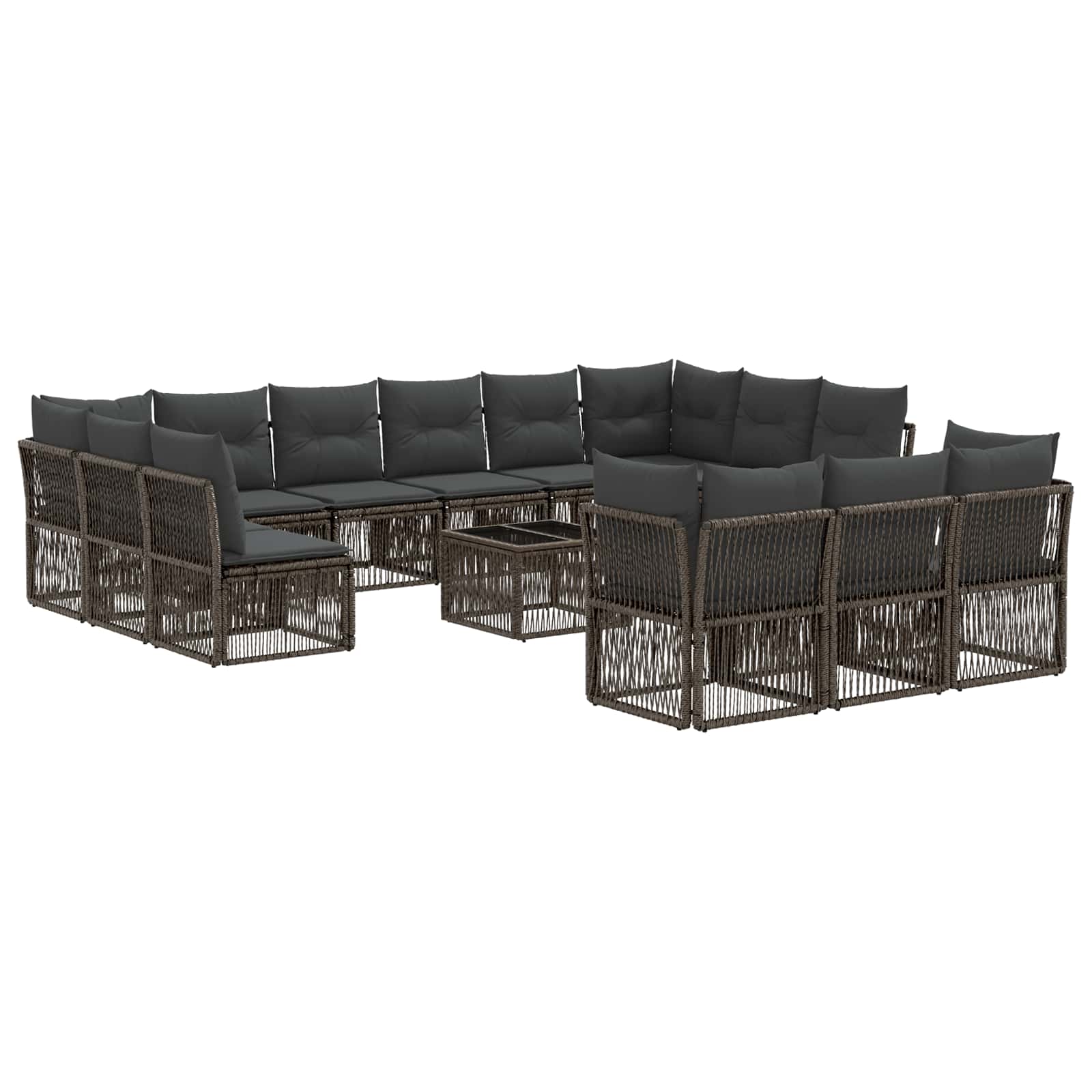 Conjunto de sofás de jardín 14 pcs Beige ratán sintético