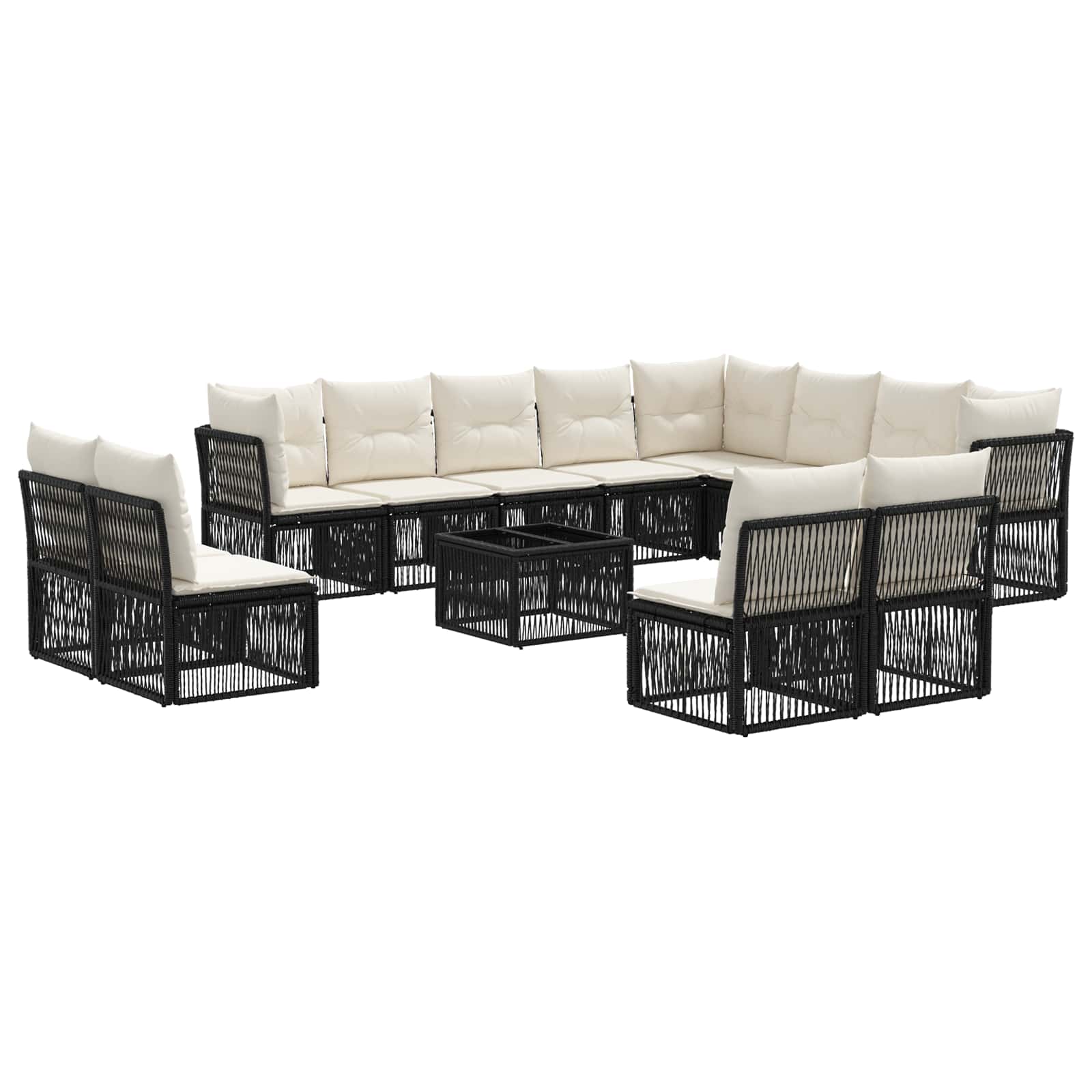 Conjunto de sofás de jardín 13 pcs Beige ratán sintético