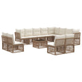 Conjunto de sofás de jardín 13 pcs Beige ratán sintético